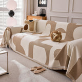 Modern Abstract Chenille Sofa Cover, Large Soft Throw Blanket with Tassels for Couch - Ornate Home