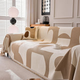 Modern Abstract Chenille Sofa Cover, Large Soft Throw Blanket with Tassels for Couch - Ornate Home