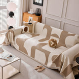 Modern Abstract Chenille Sofa Cover, Large Soft Throw Blanket with Tassels for Couch - Ornate Home