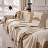 Modern Abstract Chenille Sofa Cover, Large Soft Throw Blanket with Tassels for Couch - Ornate Home