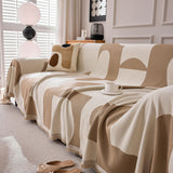 Modern Abstract Chenille Sofa Cover, Large Soft Throw Blanket with Tassels for Couch - Ornate Home