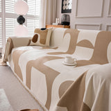 Modern Abstract Chenille Sofa Cover, Large Soft Throw Blanket with Tassels for Couch - Ornate Home