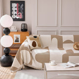 Modern Abstract Chenille Sofa Cover, Large Soft Throw Blanket with Tassels for Couch - Ornate Home