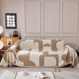 Modern Abstract Chenille Sofa Cover, Large Soft Throw Blanket with Tassels for Couch - Ornate Home