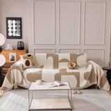 Modern Abstract Chenille Sofa Cover, Large Soft Throw Blanket with Tassels for Couch - Ornate Home