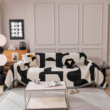 Modern Abstract Chenille Sofa Cover, Large Soft Throw Blanket with Tassels for Couch - Ornate Home