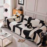 Modern Abstract Chenille Sofa Cover, Large Soft Throw Blanket with Tassels for Couch - Ornate Home