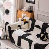 Modern Abstract Chenille Sofa Cover, Large Soft Throw Blanket with Tassels for Couch - Ornate Home