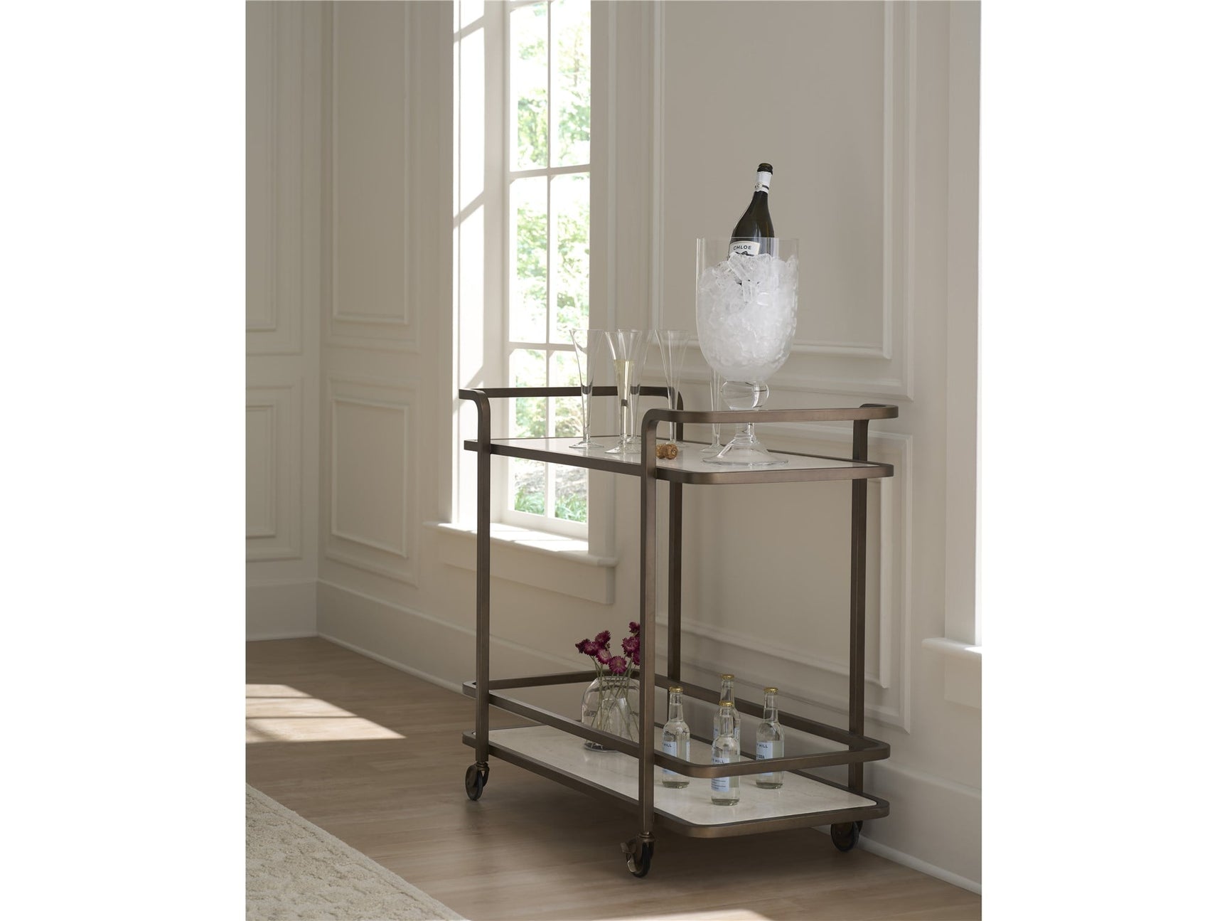 Modern Aged Gold Bar Cart - Ornate Home