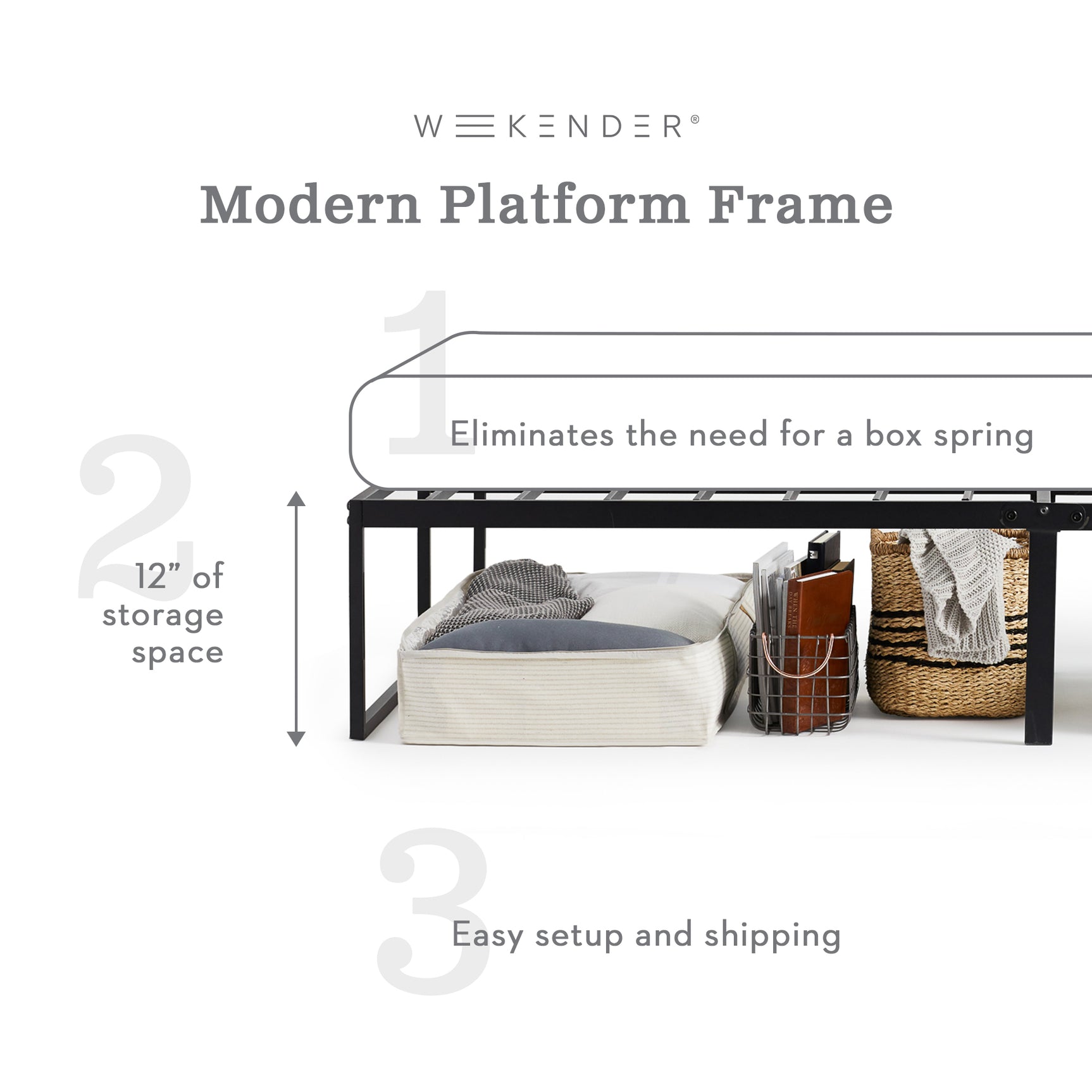 Modern Black Cal King Platform Bed Frame - Ornate Home