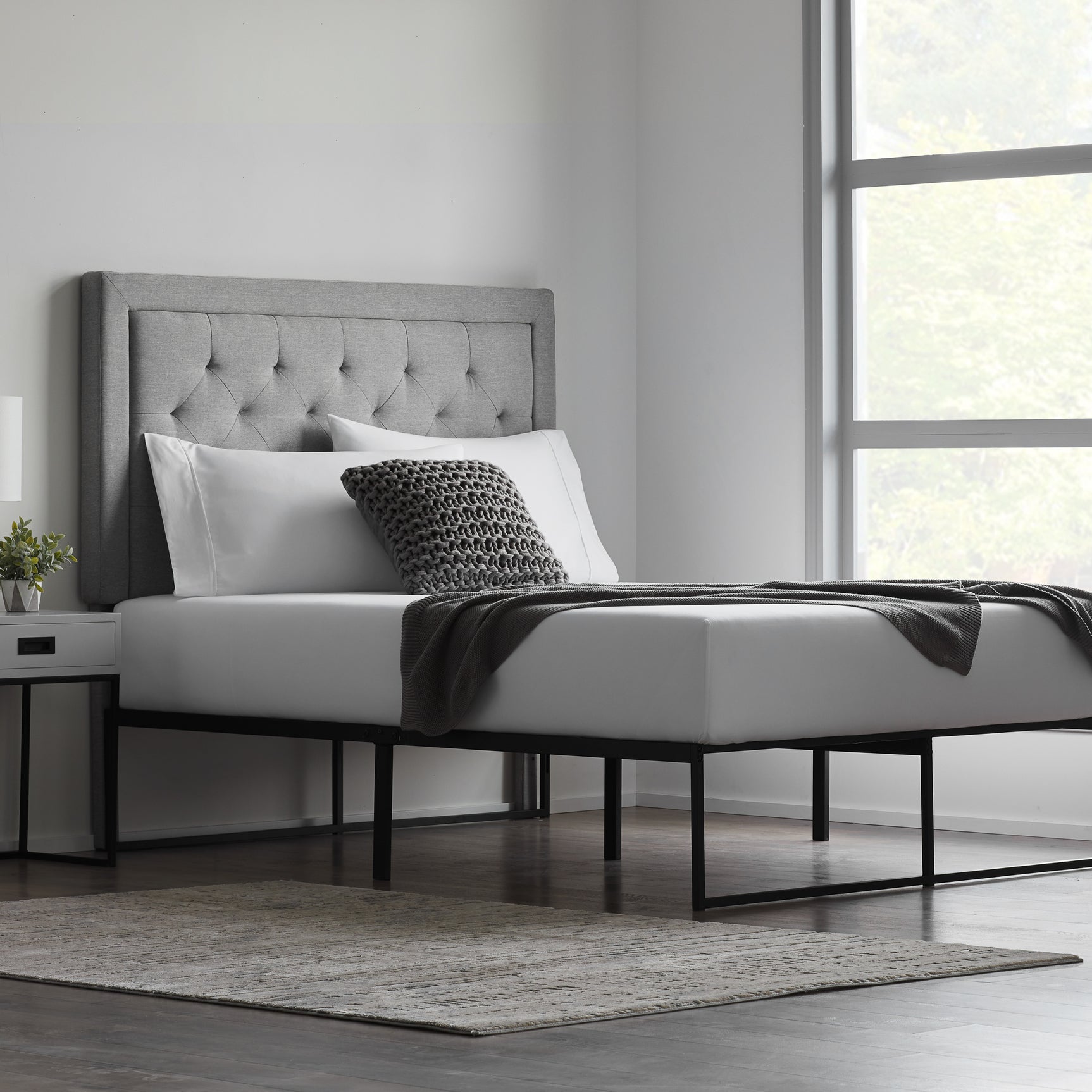Modern Black Cal King Platform Bed Frame - Ornate Home