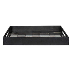 Modern Black/Silver Mosaic Antique Mirrored Tray - Ornate Home