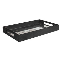 Modern Black/Silver Mosaic Antique Mirrored Tray - Ornate Home