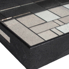 Modern Black/Silver Mosaic Antique Mirrored Tray - Ornate Home