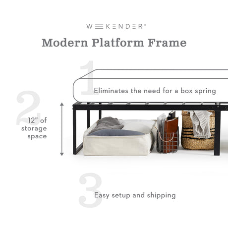 Modern Black Twin XL Platform Bed Frame - Ornate Home