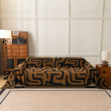 Modern Boho Chenille Sofa Cover Throw Blanket, Abstract Geometric Pattern Couch Cover - Ornate Home