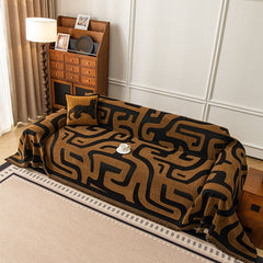 Modern Boho Chenille Sofa Cover Throw Blanket, Abstract Geometric Pattern Couch Cover - Ornate Home