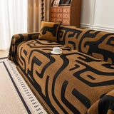Modern Boho Chenille Sofa Cover Throw Blanket, Abstract Geometric Pattern Couch Cover - Ornate Home