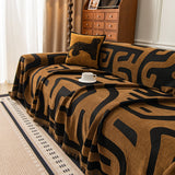 Modern Boho Chenille Sofa Cover Throw Blanket, Abstract Geometric Pattern Couch Cover - Ornate Home