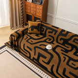Modern Boho Chenille Sofa Cover Throw Blanket, Abstract Geometric Pattern Couch Cover - Ornate Home