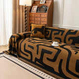 Modern Boho Chenille Sofa Cover Throw Blanket, Abstract Geometric Pattern Couch Cover - Ornate Home