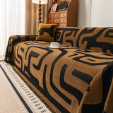 Modern Boho Chenille Sofa Cover Throw Blanket, Abstract Geometric Pattern Couch Cover - Ornate Home