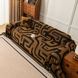 Modern Boho Chenille Sofa Cover Throw Blanket, Abstract Geometric Pattern Couch Cover - Ornate Home