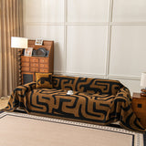 Modern Boho Chenille Sofa Cover Throw Blanket, Abstract Geometric Pattern Couch Cover - Ornate Home