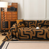 Modern Boho Chenille Sofa Cover Throw Blanket, Abstract Geometric Pattern Couch Cover - Ornate Home