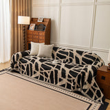 Modern Chenille Bold Abstract Pattern Sofa Cover, Artistic Decorative Furniture Cover - Ornate Home