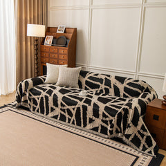 Modern Chenille Bold Abstract Pattern Sofa Cover, Artistic Decorative Furniture Cover - Ornate Home