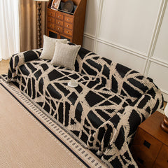 Modern Chenille Bold Abstract Pattern Sofa Cover, Artistic Decorative Furniture Cover - Ornate Home