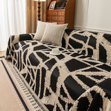 Modern Chenille Bold Abstract Pattern Sofa Cover, Artistic Decorative Furniture Cover - Ornate Home