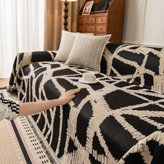 Modern Chenille Bold Abstract Pattern Sofa Cover, Artistic Decorative Furniture Cover - Ornate Home