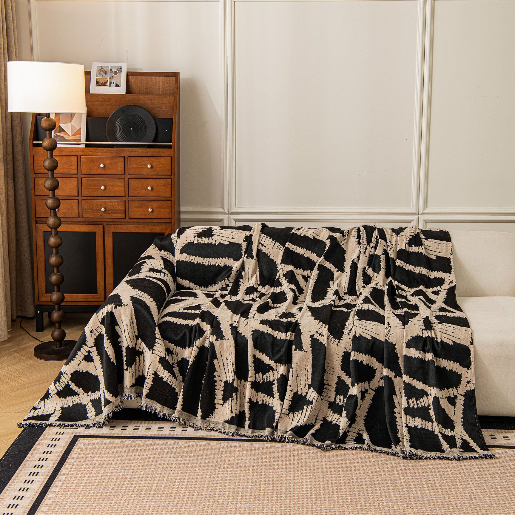 Modern Chenille Bold Abstract Pattern Sofa Cover, Artistic Decorative Furniture Cover - Ornate Home