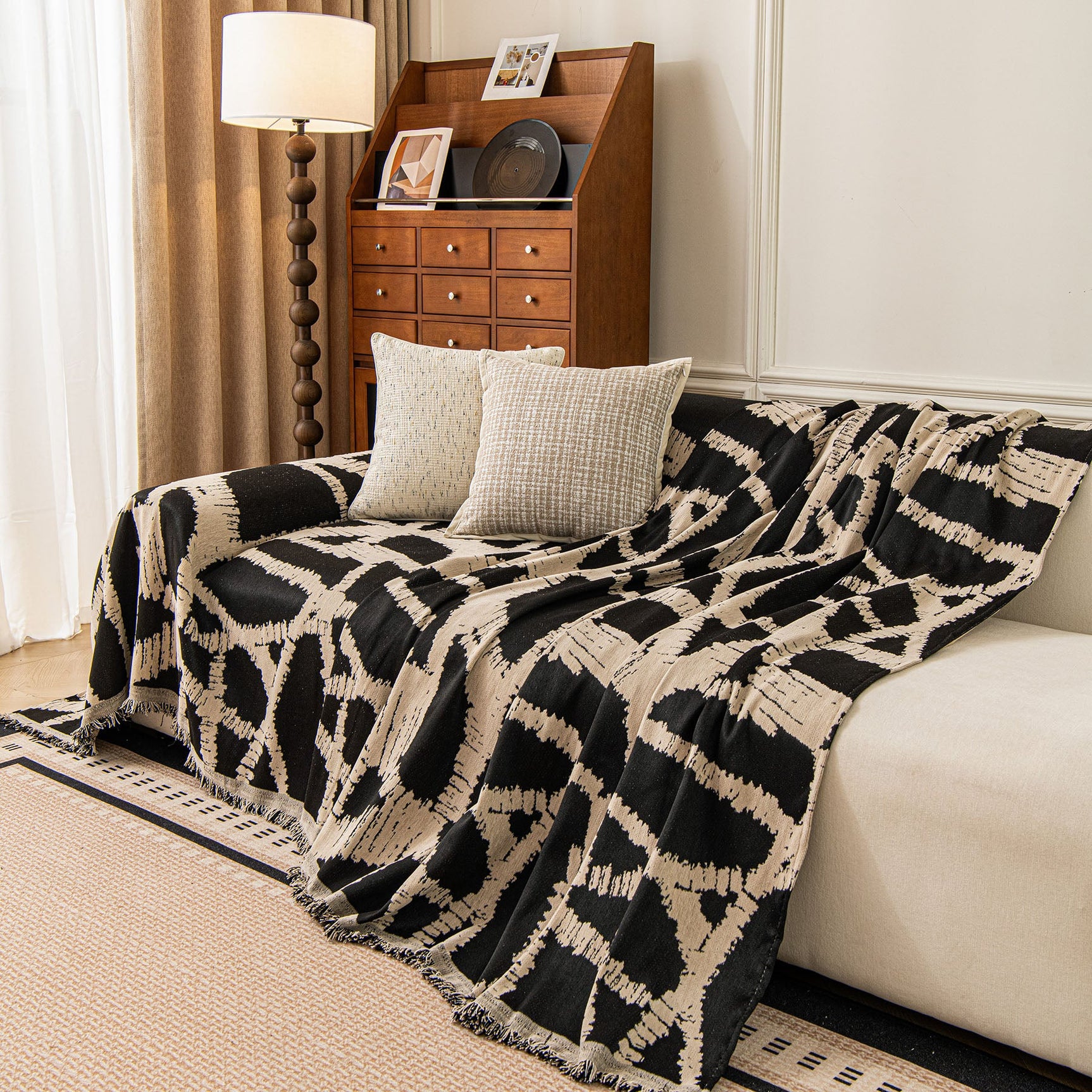 Modern Chenille Bold Abstract Pattern Sofa Cover, Artistic Decorative Furniture Cover - Ornate Home