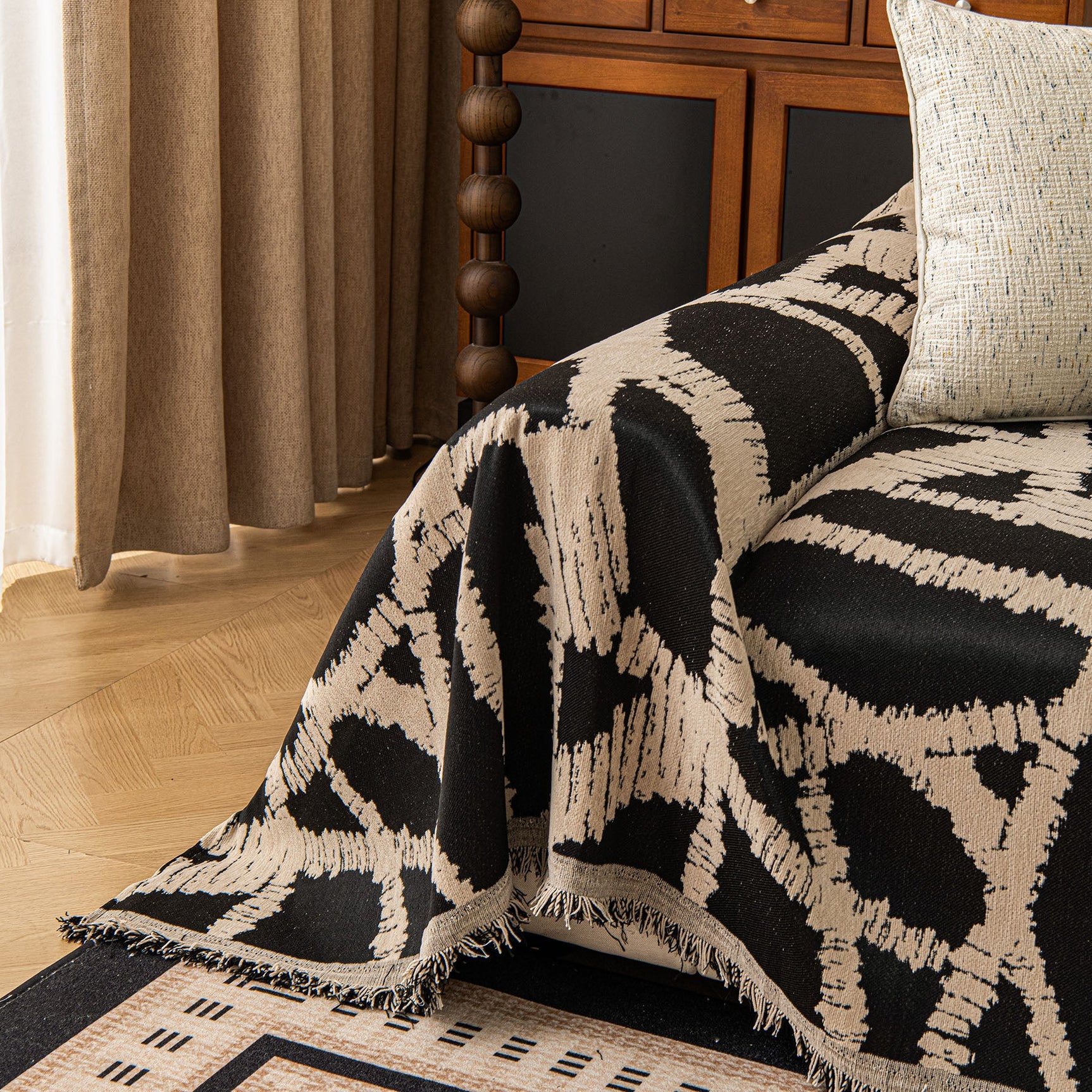 Modern Chenille Bold Abstract Pattern Sofa Cover, Artistic Decorative Furniture Cover - Ornate Home