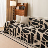 Modern Chenille Bold Abstract Pattern Sofa Cover, Artistic Decorative Furniture Cover - Ornate Home