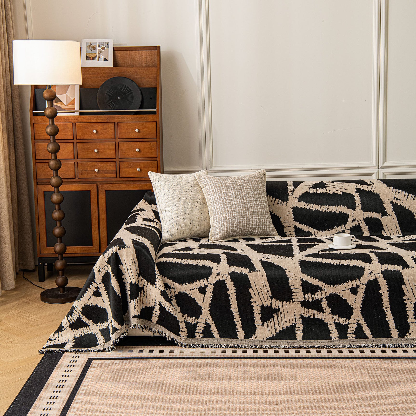 Modern Chenille Bold Abstract Pattern Sofa Cover, Artistic Decorative Furniture Cover - Ornate Home