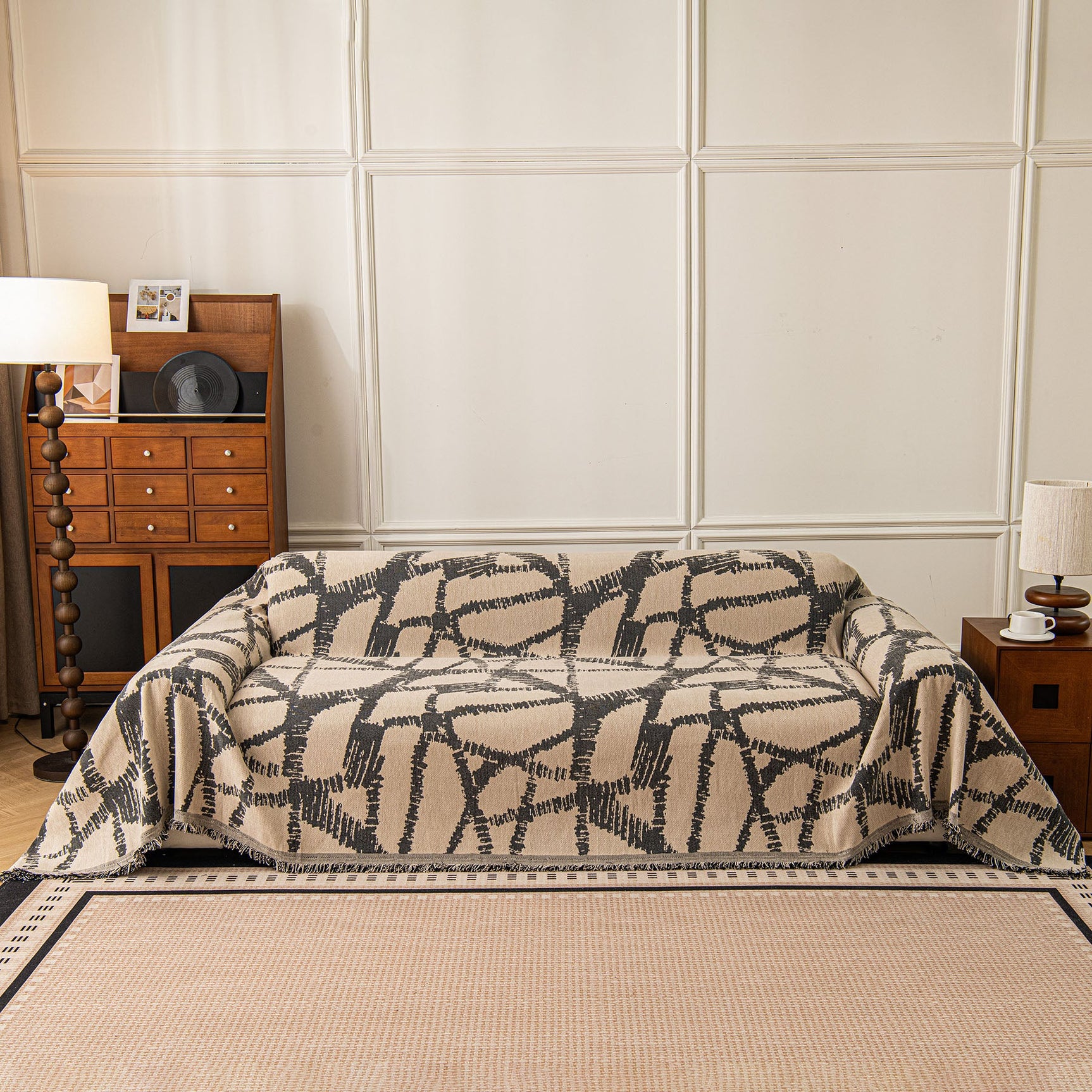 Modern Chenille Bold Abstract Pattern Sofa Cover, Artistic Decorative Furniture Cover - Ornate Home