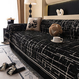 Modern Couch Protector Blanket Woven Chenille Sofa Cover Throw with Artistic Grid - Ornate Home