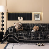Modern Couch Protector Blanket Woven Chenille Sofa Cover Throw with Artistic Grid - Ornate Home