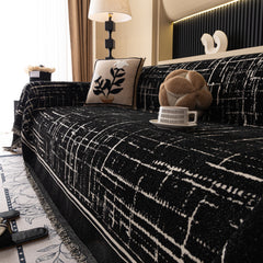 Modern Couch Protector Blanket Woven Chenille Sofa Cover Throw with Artistic Grid - Ornate Home