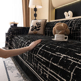 Modern Couch Protector Blanket Woven Chenille Sofa Cover Throw with Artistic Grid - Ornate Home