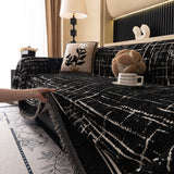 Modern Couch Protector Blanket Woven Chenille Sofa Cover Throw with Artistic Grid - Ornate Home