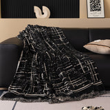Modern Couch Protector Blanket Woven Chenille Sofa Cover Throw with Artistic Grid - Ornate Home