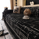 Modern Couch Protector Blanket Woven Chenille Sofa Cover Throw with Artistic Grid - Ornate Home