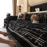 Modern Couch Protector Blanket Woven Chenille Sofa Cover Throw with Artistic Grid - Ornate Home