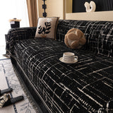 Modern Couch Protector Blanket Woven Chenille Sofa Cover Throw with Artistic Grid - Ornate Home