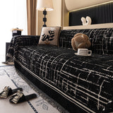 Modern Couch Protector Blanket Woven Chenille Sofa Cover Throw with Artistic Grid - Ornate Home